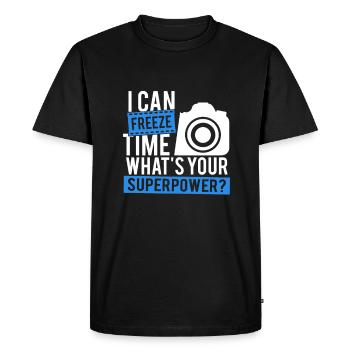 Je peux geler le temps T-shirt photographe super puissant - T-shirt Premium bio Homme - noir - Devant - Nico (187cm)
