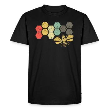 Cadeau d'apiculteur vintage en nid d'abeille rétro abeille - T-shirt Premium bio Homme - noir - Devant - Nico (187cm)