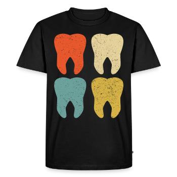 Vintage Teeth Dentist Dental Hygienist Hygiene - Men's Premium Organic T-Shirt - black - Front - Nico (187cm)