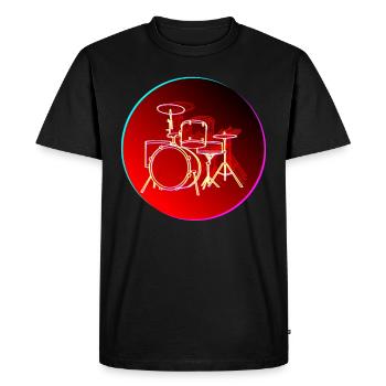Retro Drums Drummer Gift Drumming 70s 80s Neon - Men's Premium Organic T-Shirt - black - Front - Nico (187cm)