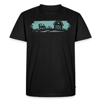 Idée Cadeau Agriculteur Tracteur Ferme Agricole Agriculture - T-shirt Premium bio Homme - noir - Devant - Nico (187cm)