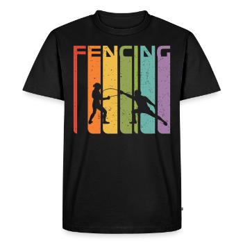 Escrime Rétro Sport Vintage Escrime Cadeau Epée Années 70 - T-shirt Premium bio Homme - noir - Devant - Nico (187cm)