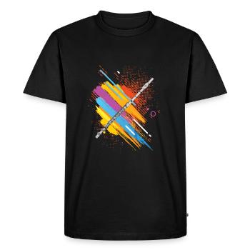 Flûtiste Flûte traversière Joueur Flûtiste Flûte Art - T-shirt Premium bio Homme - noir - Devant - Nico (187cm)
