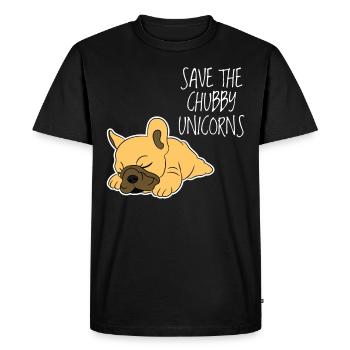 Chubby Licorne French Bulldog Frenchie Chien Cadeau - T-shirt Premium bio Homme - noir - Devant - Nico (187cm)