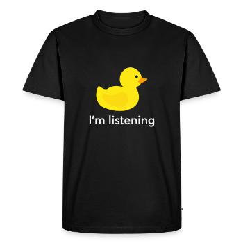 Programmer rubber duck debug - Men's Premium Organic T-Shirt - black - Front - Nico (187cm)