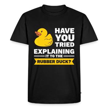 Débogage de canard en caoutchouc programmeur - T-shirt Premium bio Homme - noir - Devant - Nico (187cm)