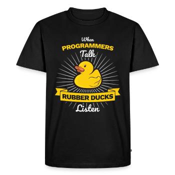Programmierer Gummiente Debug - Männer Premium Bio T-Shirt - Schwarz - Vorne - Nico (187cm)