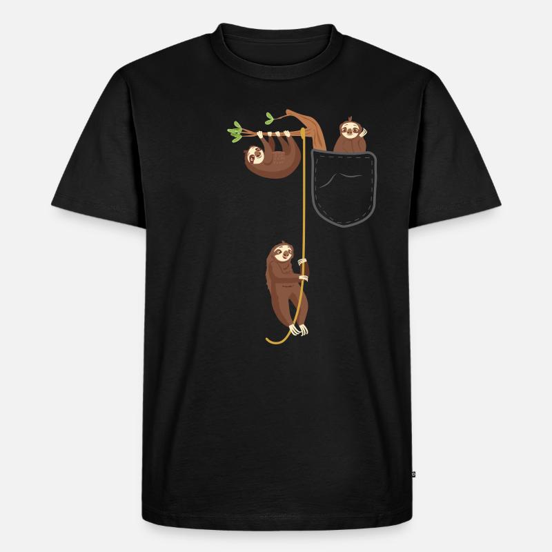 Faultiere Tasche Tier - Männer Premium Bio T-Shirt - Schwarz