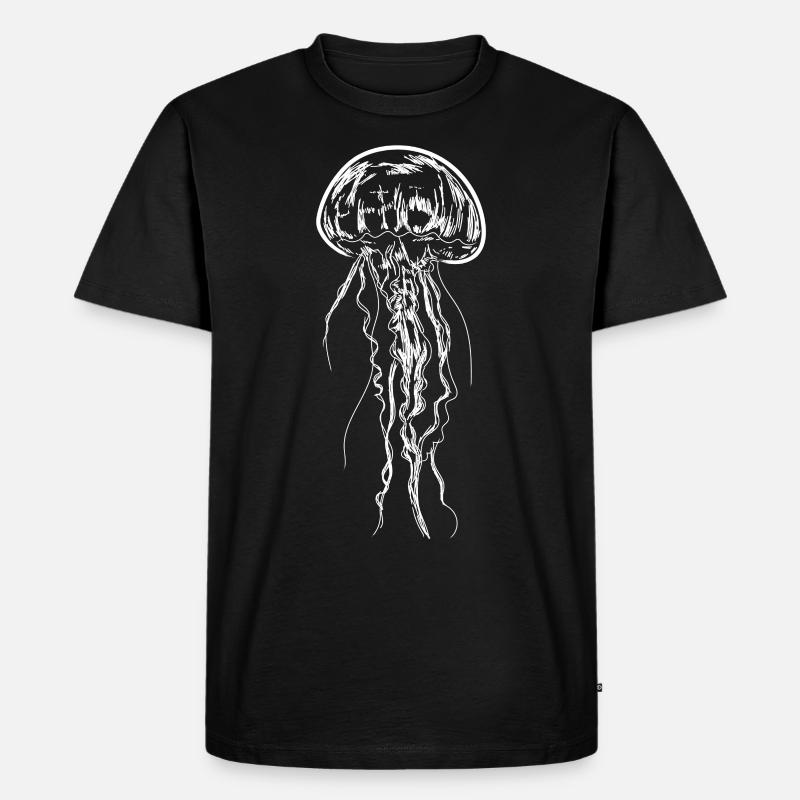 Quallen-Kunst-Illustrations-Medusen-Geschenk - Männer Premium Bio T-Shirt - Schwarz