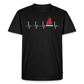 Sailboat heartbeat - Men's Premium Organic T-Shirt - black - Front - Nico (187cm)