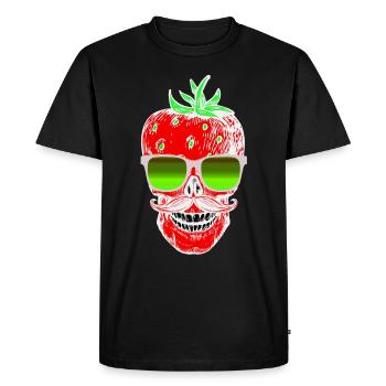 Fraise crâne hipster d'été avec des lunettes de soleil - T-shirt Premium bio Homme - noir - Devant - Nico (187cm)