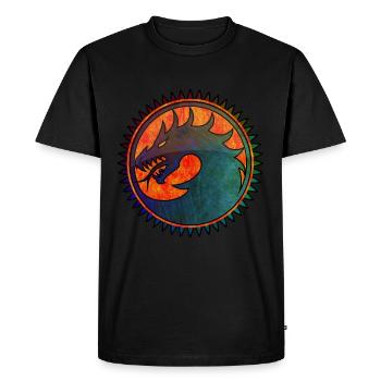 Dragon métallique / Scrach métallique dragon - T-shirt Premium bio Homme - noir - Devant - Nico (187cm)