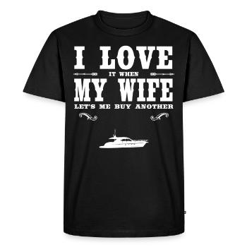 Ship I Love My Wife - Funny Ship Lover Present - T-shirt Premium bio Homme - noir - Devant - Nico (187cm)