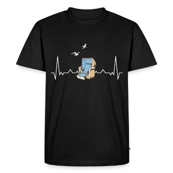 Chaise de plage Heartbeat Beach Mer Baltique Mer du Nord - T-shirt Premium bio Homme - noir - Devant - Nico (187cm)