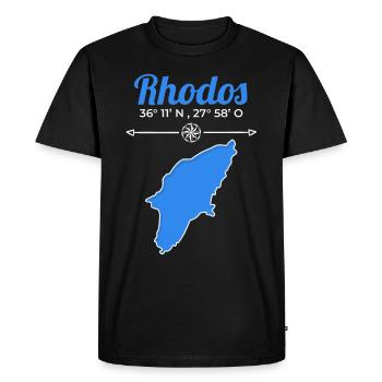 Grèce Rhodes Coordonnées Île Vacances Voyage - T-shirt Premium bio Homme - noir - Devant - Nico (187cm)