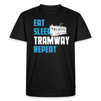 Eat. Sleep. Tramway. Repeat. - Men's Premium Organic T-Shirt - black - Front - Nico (187cm)