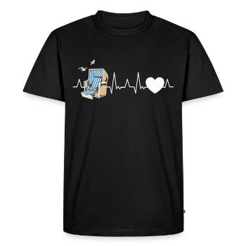 Chaise de plage Heartbeat Beach Mer Baltique Mer du Nord - T-shirt Premium bio Homme - noir - Devant - Nico (187cm)