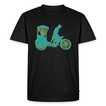 riquexo, rikshaw, pousse-pousse - T-shirt Premium bio Homme - noir - Devant - Nico (187cm)
