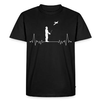Modèle réduit d'avion de pilote de rythme cardiaque - T-shirt Premium bio Homme - noir - Devant - Nico (187cm)
