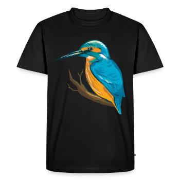 Kingfisher blue bird - Men's Premium Organic T-Shirt - black - Front - Nico (187cm)
