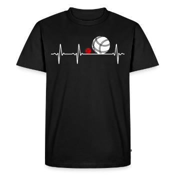 Boules de pétanque Heartbeat Boccia Heartbeat Design - T-shirt Premium bio Homme - noir - Devant - Nico (187cm)