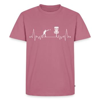 Disque golf heartbeat disc golf player - T-shirt Premium bio Homme - mauve - Devant - Nico (187cm)