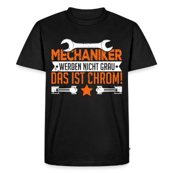 Mechaniker werden nicht grau Das ist Chrom - Männer Premium Bio T-Shirt - Schwarz - Vorne - Nico (187cm)