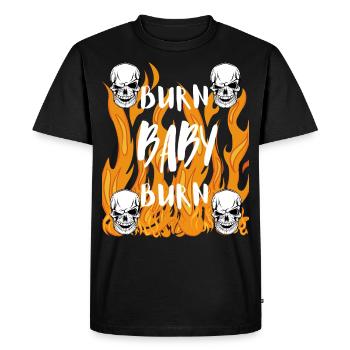 BURN BABY BURN! - Men's Premium Organic T-Shirt - black - Front - Nico (187cm)