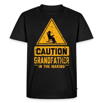 ATTENTION Grand-père en devenir - T-shirt Premium bio Homme - noir - Devant - Nico (187cm)