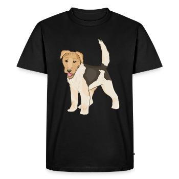 Pointeur à poil dur Fox Terrier, chien à poil lisse, idée cadeau - T-shirt Premium bio Homme - noir - Devant - Nico (187cm)
