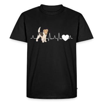 Fox Terrier Heartbeat Fox Terrier à poil dur - T-shirt Premium bio Homme - noir - Devant - Nico (187cm)