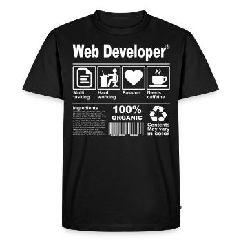 Web Developer - Men's Premium Organic T-Shirt - black - Front - Nico (187cm)