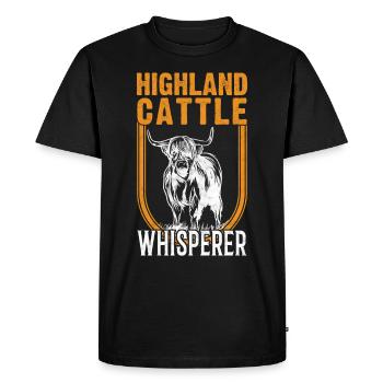 Highland Cattle Whisperer cow cattle farmer - Men's Premium Organic T-Shirt - black - Front - Nico (187cm)