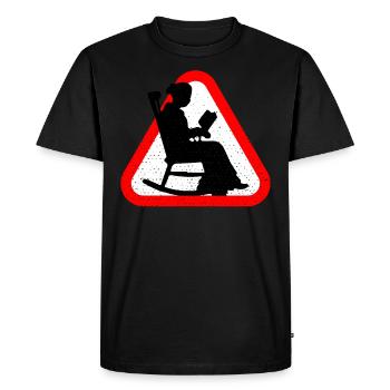 Attention Grandma - Men's Premium Organic T-Shirt - black - Front - Nico (187cm)