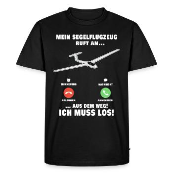 Segelflugzeug Anruf Spruch Segelflieger - Männer Premium Bio T-Shirt - Schwarz - Vorne - Nico (187cm)