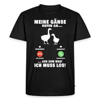 Meine Gänse rufen Aus dem Weg ich muss los Gans - Männer Premium Bio T-Shirt - Schwarz - Vorne - Nico (187cm)