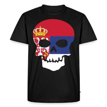 Serbia Skull - Serbia - T-shirt Premium bio Homme - noir - Devant - Nico (187cm)