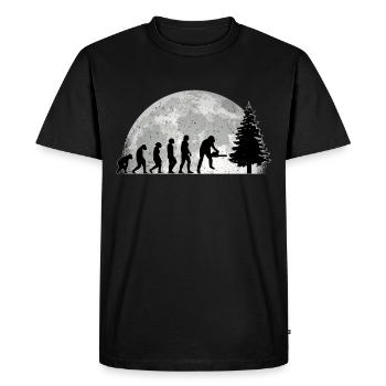 Tree feller Evolution Moon Lumberjack Forester - Men's Premium Organic T-Shirt - black - Front - Nico (187cm)