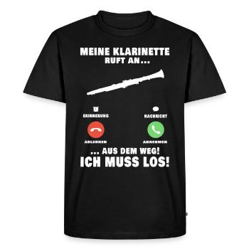 Meine Klarinette ruft an Musiker Klarinettist - Männer Premium Bio T-Shirt - Schwarz - Vorne - Nico (187cm)