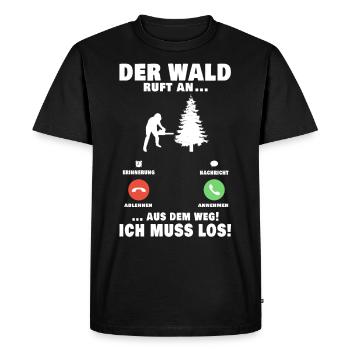 Der Wald ruft Bäume fällen Holzfäller Baumfäller - Männer Premium Bio T-Shirt - Schwarz - Vorne - Nico (187cm)
