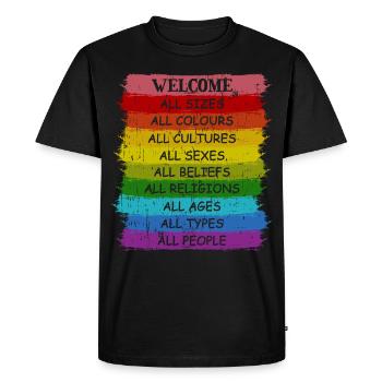 Regenbogen Pride LGBT Toleranz Liebe Gewinnt - Männer Premium Bio T-Shirt - Schwarz - Vorne - Nico (187cm)
