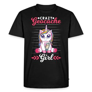 Crazy Geocache Girl Geocacher Geocaching - Men's Premium Organic T-Shirt - black - Front - Nico (187cm)