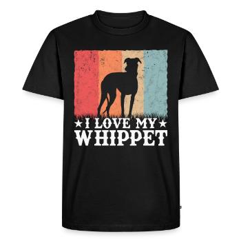 J'aime mon chien Whippet Greyhound Retro - T-shirt Premium bio Homme - noir - Devant - Nico (187cm)