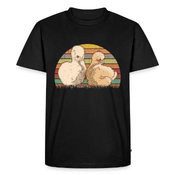 Poulet en soie. Silkies rétro. Poulet Silkie - T-shirt Premium bio Homme - noir - Devant - Nico (187cm)