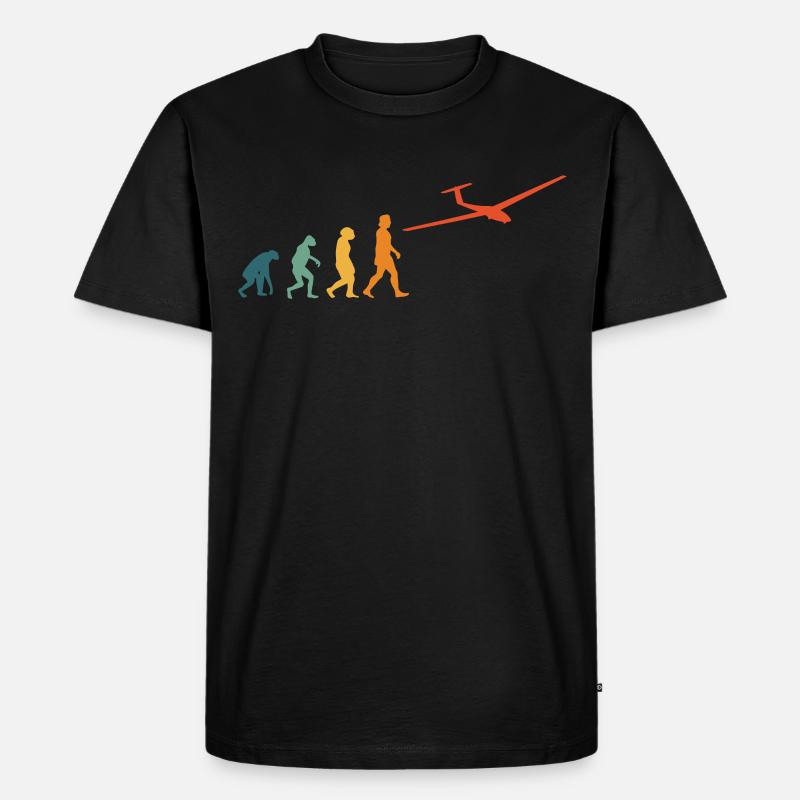 Segelflugzeug Evolution Retro Segelflieger - Männer Premium Bio T-Shirt - Schwarz