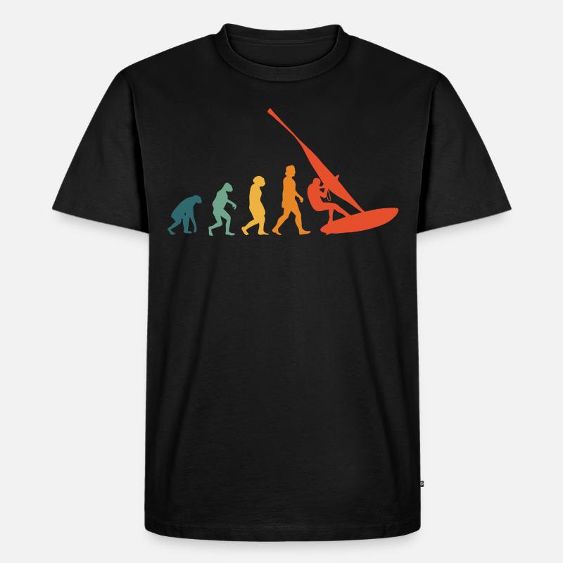 Windsurfer Evolution Retro Windsurfing Windsurf - Männer Premium Bio T-Shirt - Schwarz
