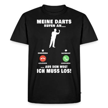 Meine Darts rufen an Dartspieler Darter - Männer Premium Bio T-Shirt - Schwarz - Vorne - Nico (187cm)