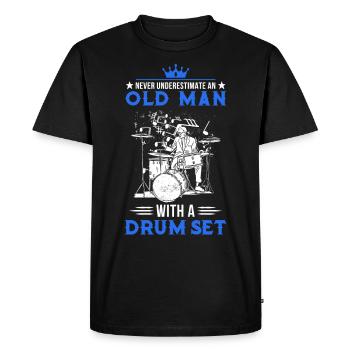 Drums Old Man Drummer Drummer - Men's Premium Organic T-Shirt - black - Front - Nico (187cm)