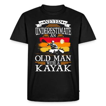 Kayak Old Man Kayaker Grandpa Paddle Sport Kayak - Men's Premium Organic T-Shirt - black - Front - Nico (187cm)