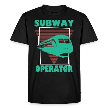 MÉTRO, MÉTRO PRÉSENT, MÉTROS - T-shirt Premium bio Homme - noir - Devant - Nico (187cm)